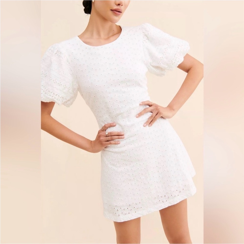 Free People Apricot Rose Eyelet Mini Dress.